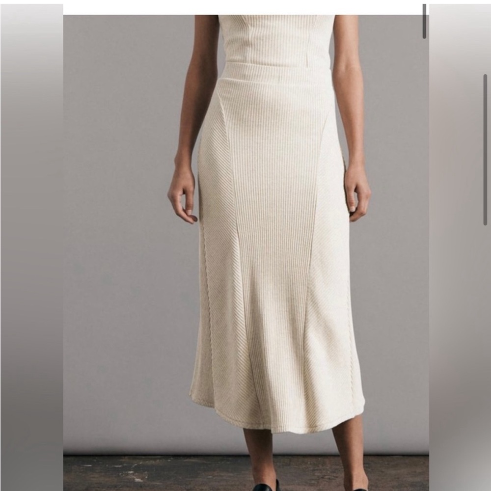 NWT RAG & BONE echo rib midi skirt in ivory XXS - Picture 4 of 9